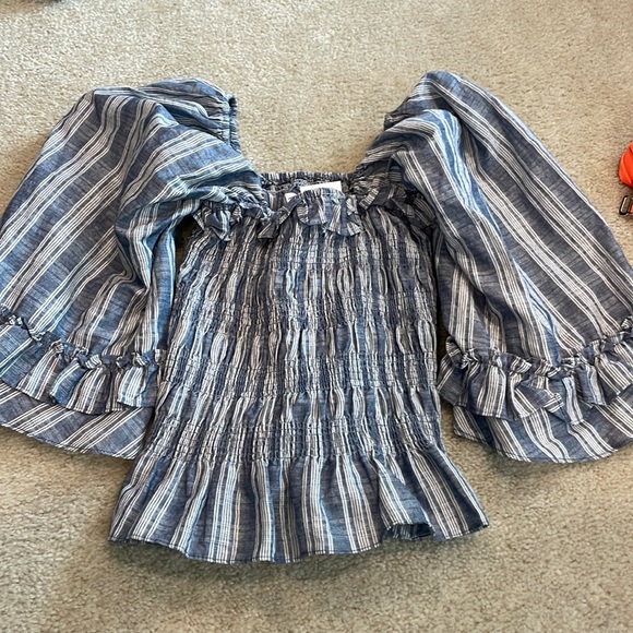 Mustard Seed Tops Mustard Seed Striped Going Out Top Blue And White